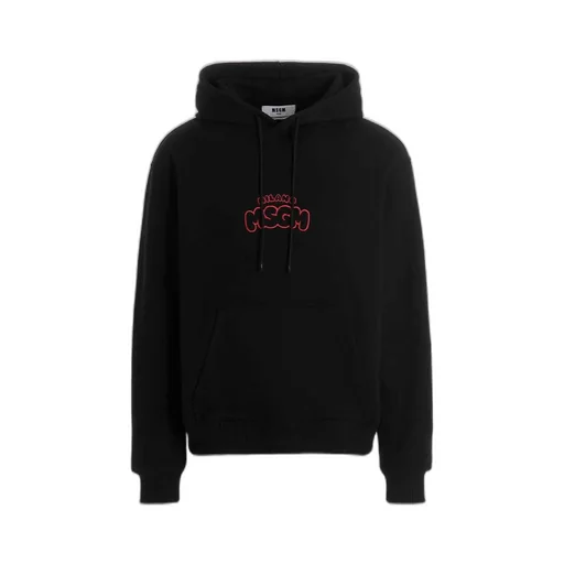 Msgm Logo Embroidered Drawstring Hoodie