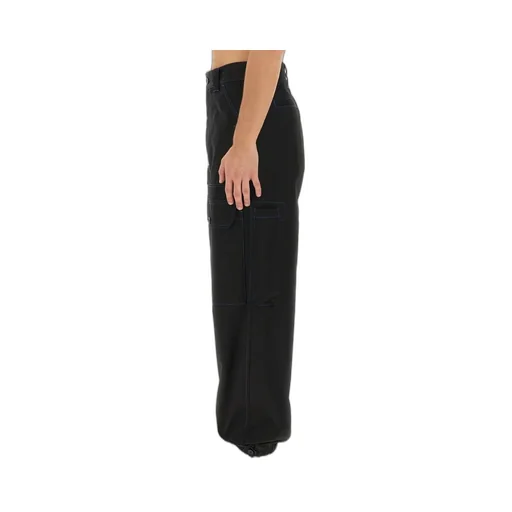 Msgm Contrasting-Stitch Logo-Patch Cargo Trousers