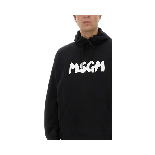 Msgm Logo Printed Drawstring Hoodie