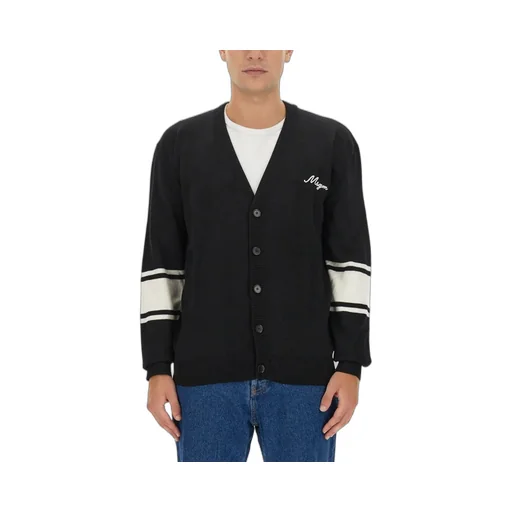 Msgm V-Neck Logo Embroidered Cardigan