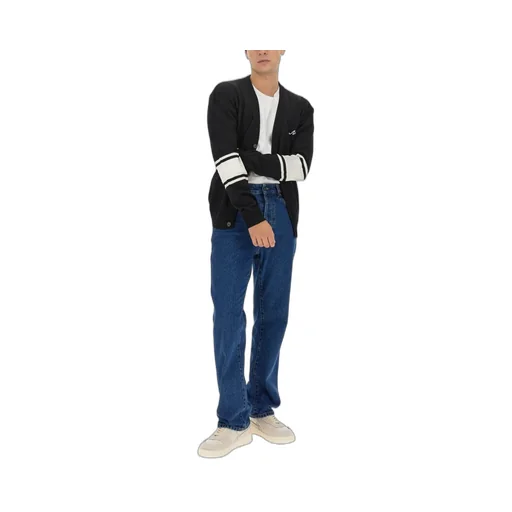 Msgm V-Neck Logo Embroidered Cardigan