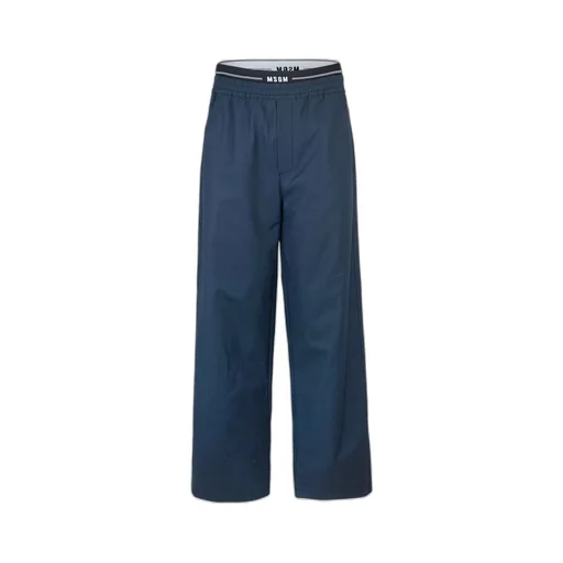 Msgm Logo Waistband Straight Leg Trousers