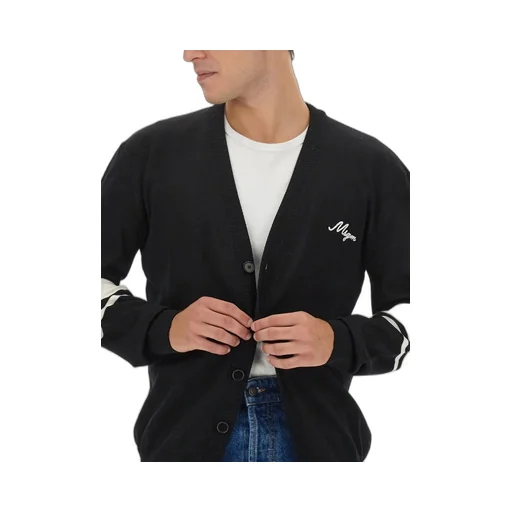 Msgm V-Neck Logo Embroidered Cardigan