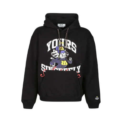 Msgm Graphic Printed Drawstring Hoodie