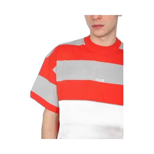 Msgm Embroidered Logo Striped T-Shirt