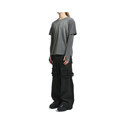 Sun Faded Double Layer Tee / Washed Blk