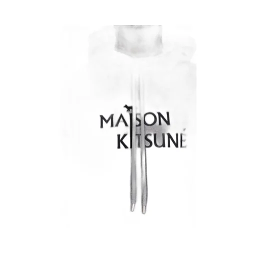 Maison Kitsuné Logo Embroidered Drawstring Hoodie