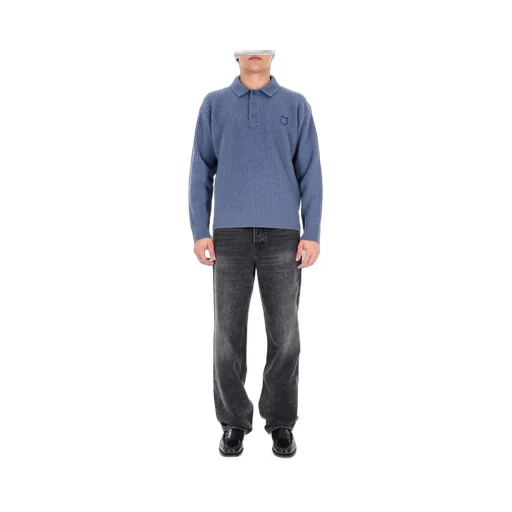 Maison Kitsuné Fox Head Ribbed Polo Jumper