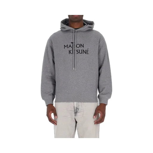 Maison Kitsuné Logo Embroidered Drawstring Hoodie