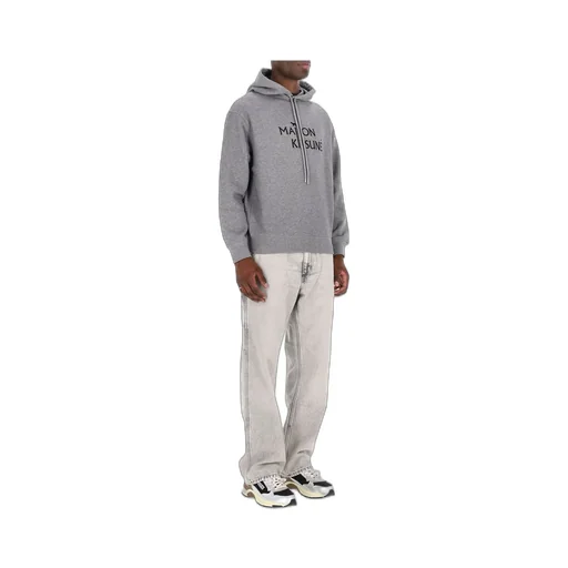 Maison Kitsuné Logo Embroidered Drawstring Hoodie