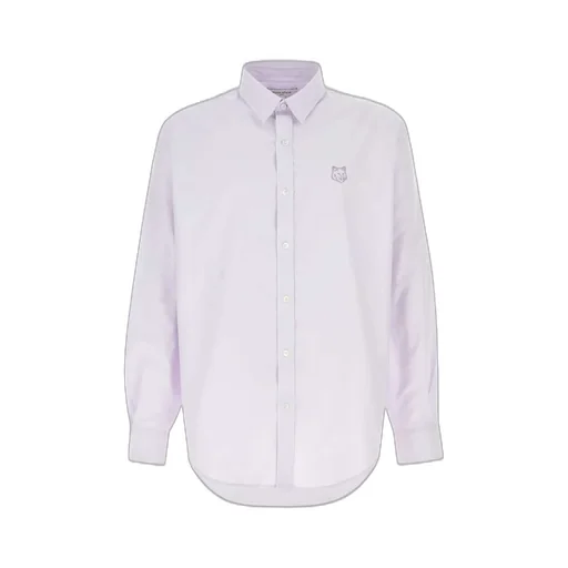 Maison Kitsuné Fox Head Embroidered Curved Hem Shirt