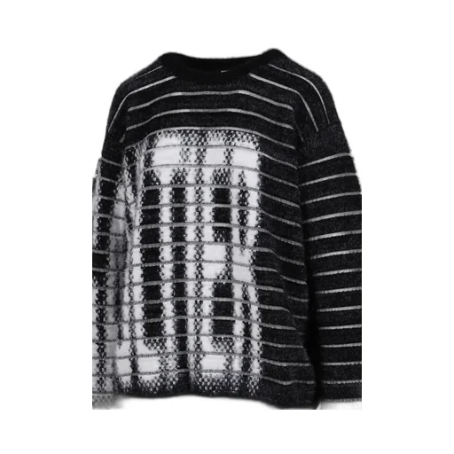 Crew Neck Oversized Sweater / Blk/Wht Gaultier