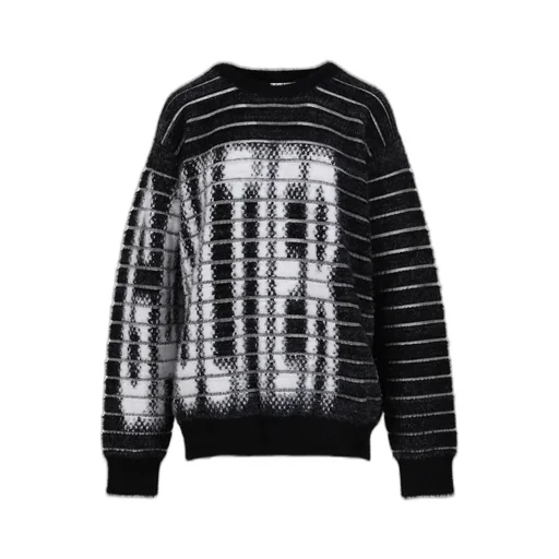 Crew Neck Oversized Sweater / Blk/Wht Gaultier