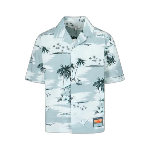 Maison Kitsuné Island-Print Short-Sleeved Shirt