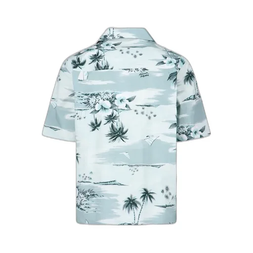 Maison Kitsuné Island-Print Short-Sleeved Shirt