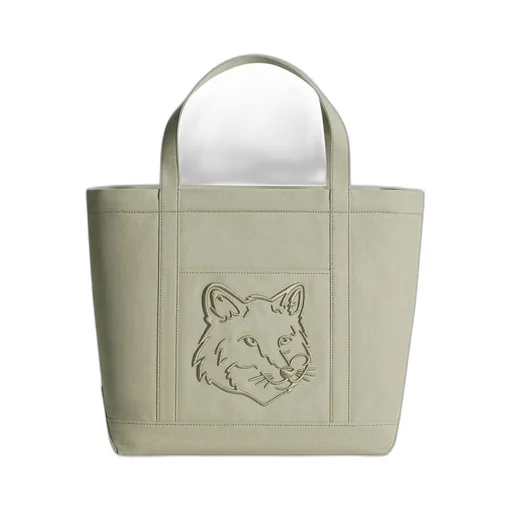 Maison Kitsuné Fox Head Embroidered Large Tote Bag
