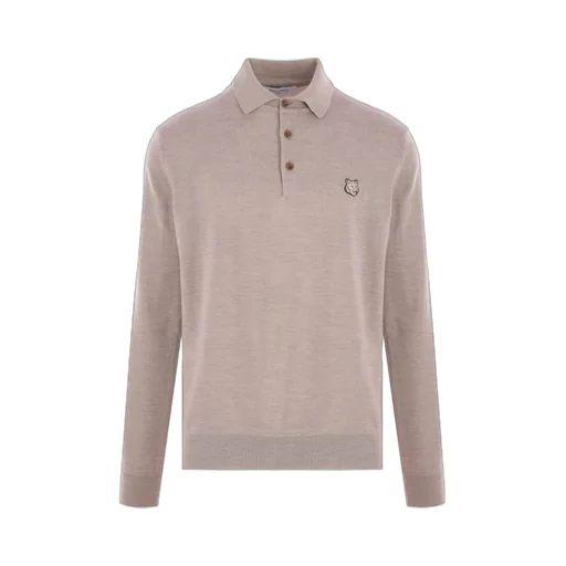 Maison Kitsuné Fox Head Patch Fine-Knit Polo Shirt