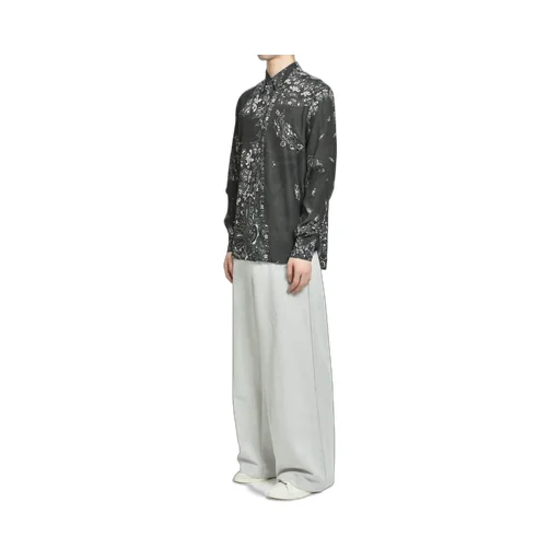 Crushed Paisley Print Shirt / Blk