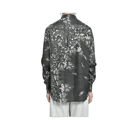 Crushed Paisley Print Shirt / Blk
