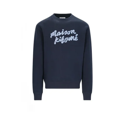 Maison Kitsuné Handwriting Striped Crewneck Sweatshirt