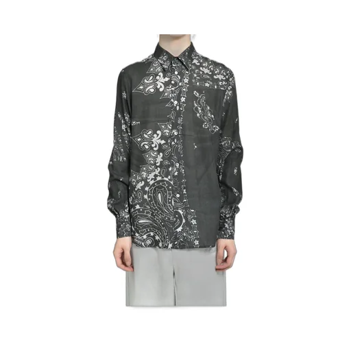 Crushed Paisley Print Shirt / Blk