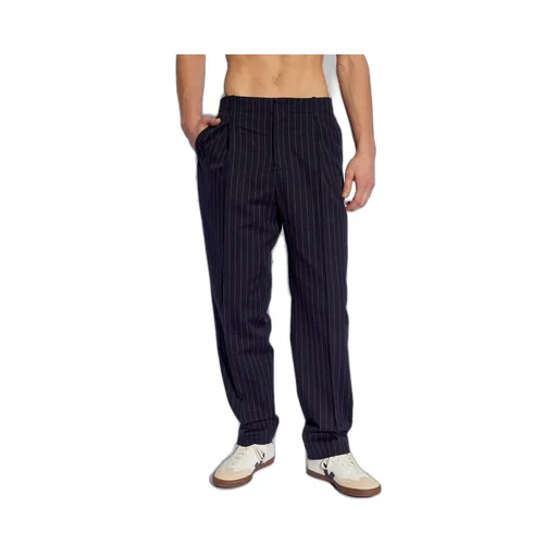 Maison Kitsuné Pleated Striped Tapered Trousers