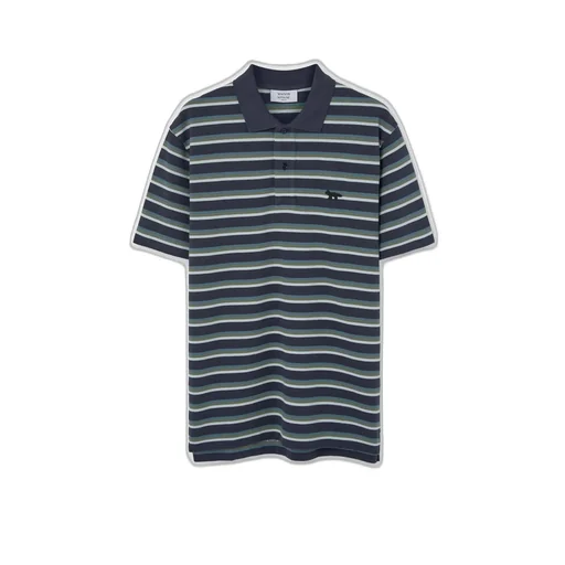 Maison Kitsuné Profile Fox Patch Striped Polo Shirt