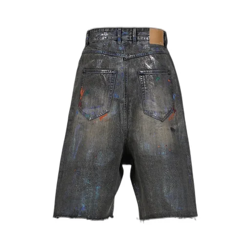 Black Painted Denim Shorts / Blk
