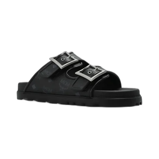 Mcm Double Strap Monogram Slides