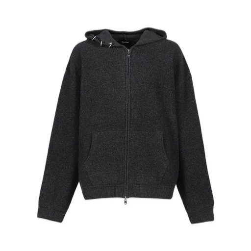 Charcoal Boucle Hoodie Zip-Up / Cha