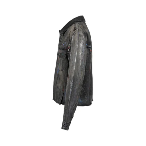 Black Gloss-Coated Painted Jacket / Blk