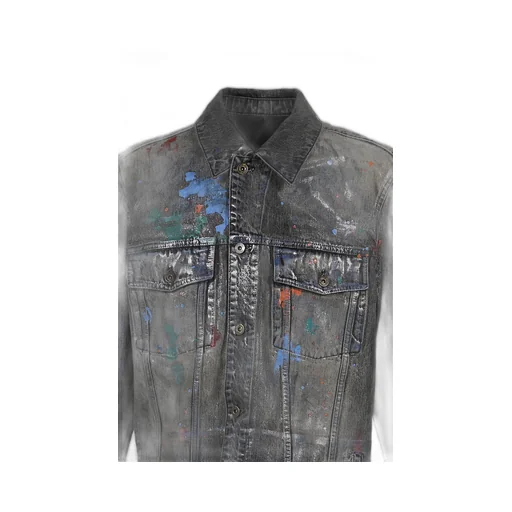 Black Gloss-Coated Painted Jacket / Blk