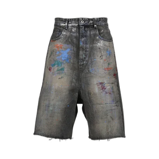 Black Painted Denim Shorts / Blk