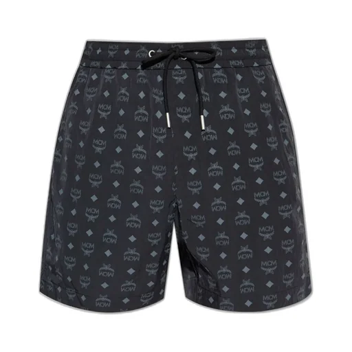 Mcm Logo Monogram Drawstring Swim Shorts