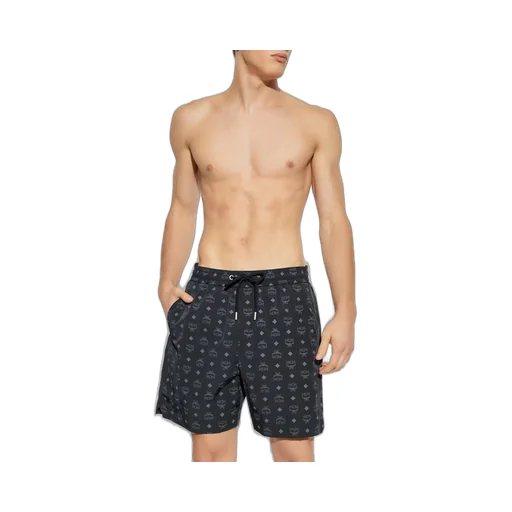 Mcm Logo Monogram Drawstring Swim Shorts