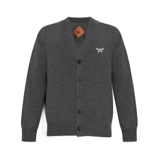 Mcm Logo Embroidered V-Neck Buttoned Cardigan