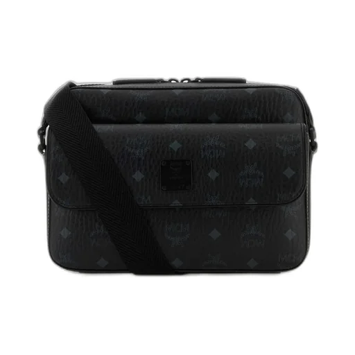 Mcm All-Over Logo Printed Zip-Up Messenger Bag