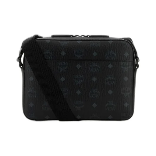 Mcm All-Over Logo Printed Zip-Up Messenger Bag