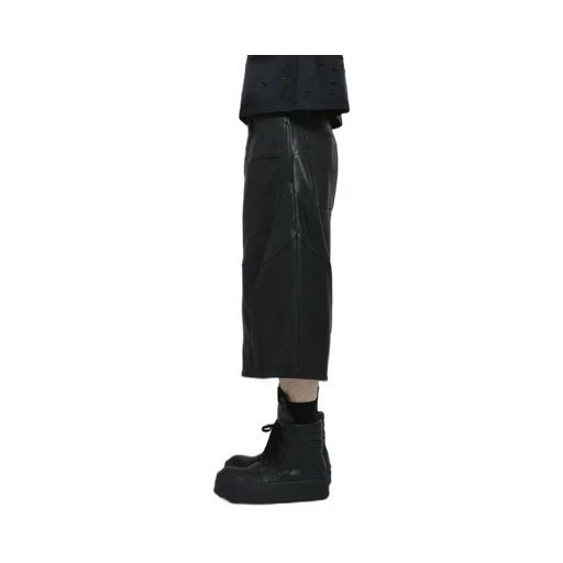 Cow Leather Baggy Shorts / Blk