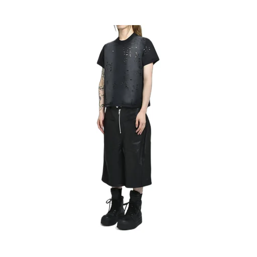 Cow Leather Baggy Shorts / Blk