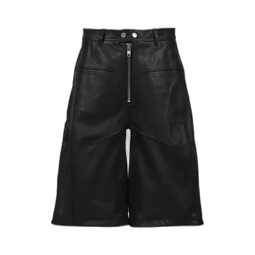 Cow Leather Baggy Shorts / Blk
