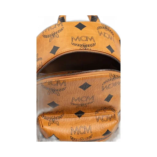 Mcm All-Over Logo Printed Zipped Backpack