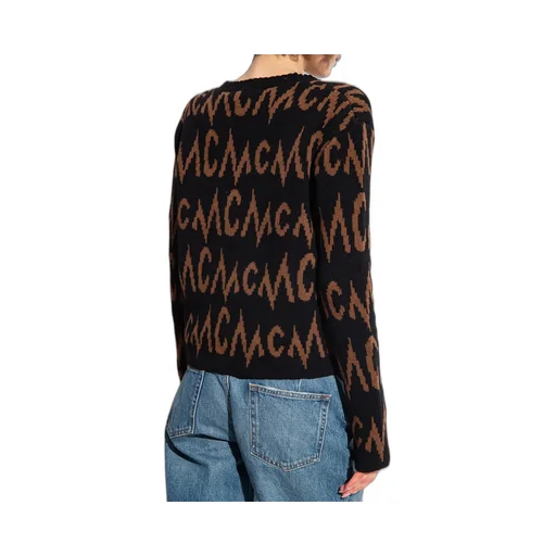 Mcm Monogrammed Intarsia Button-Up Cardigan