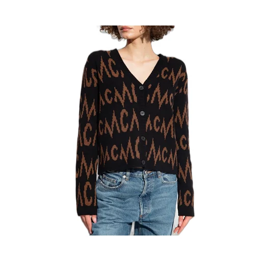 Mcm Monogrammed Intarsia Button-Up Cardigan