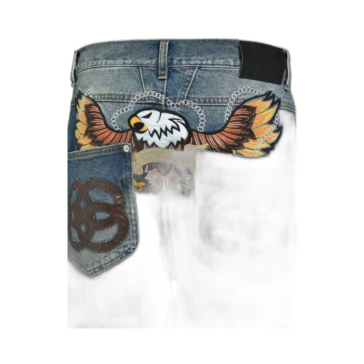 Chain ​​Eagle Patch Denim Pants / Ind
