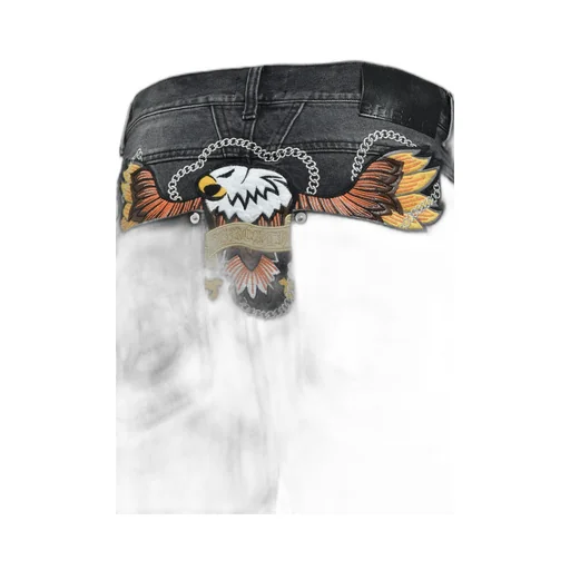 Chain ​​Eagle Patch Denim Pants / Blk