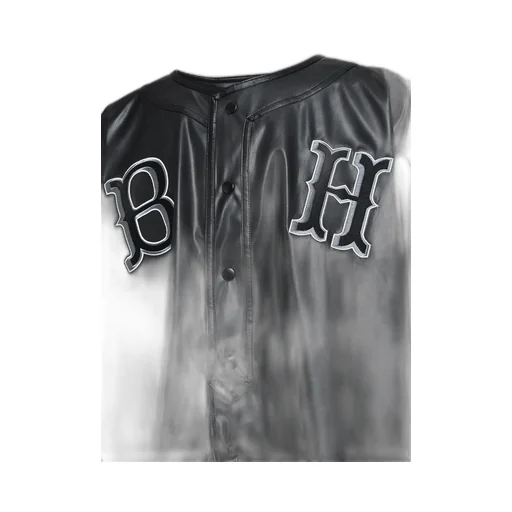 Faux Leather Bh Baseball Shirt / Blk