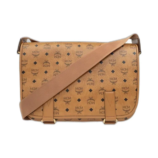 Mcm Logo-Printed Foldover-Top Shoulder Bag