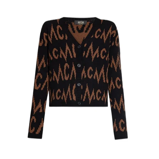 Mcm Monogrammed Intarsia Button-Up Cardigan