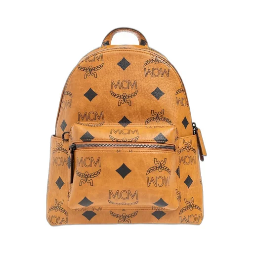 Mcm All-Over Logo Printed Zipped Backpack